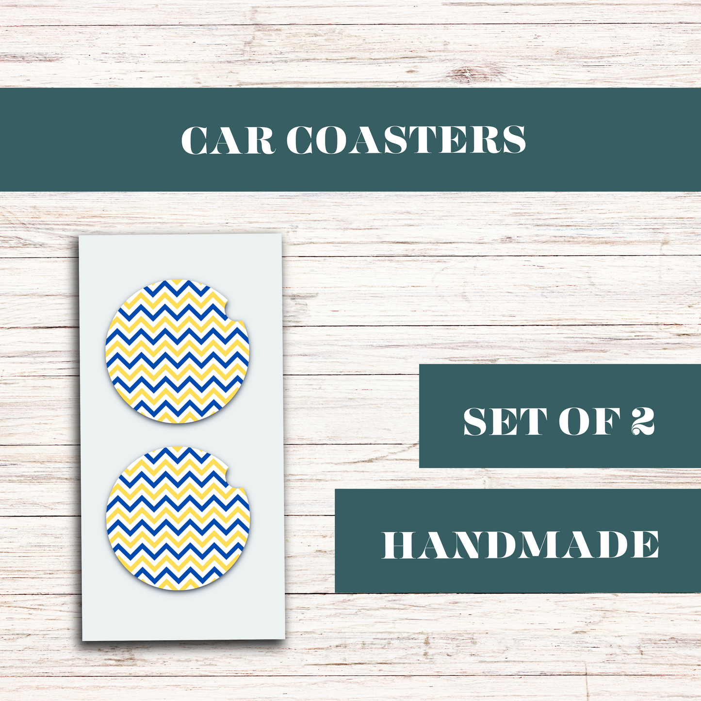 Blue & Yellow Zig Zag Car Coaster