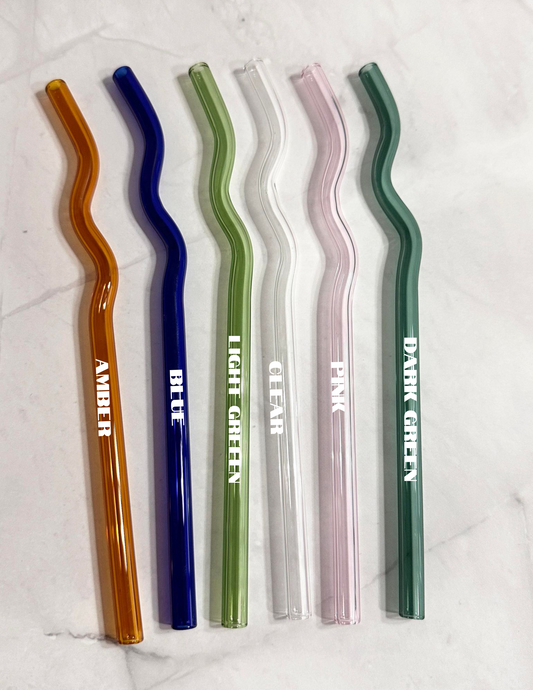 Wavy Glass Straws 8in