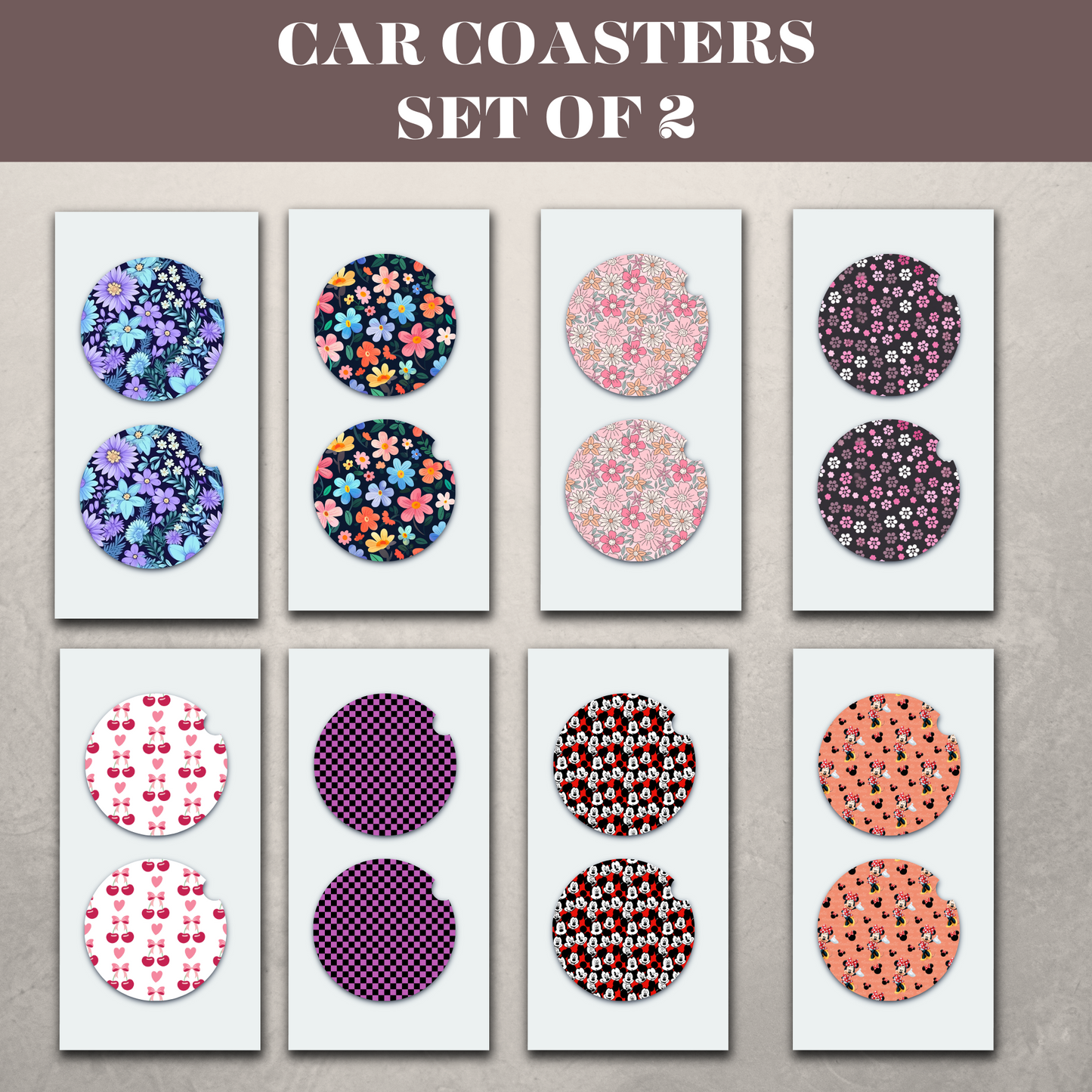 Car Coasters (Patterned)