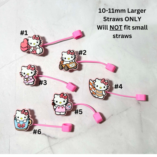 Cute Pink Kitty Straw Toppers (Larger)