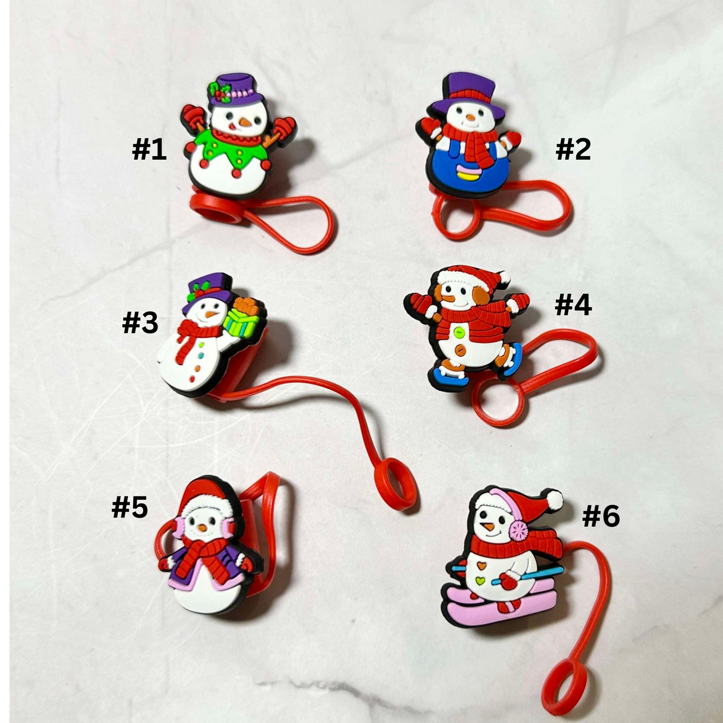 Cute Snowman Straw Toppers (Larger)